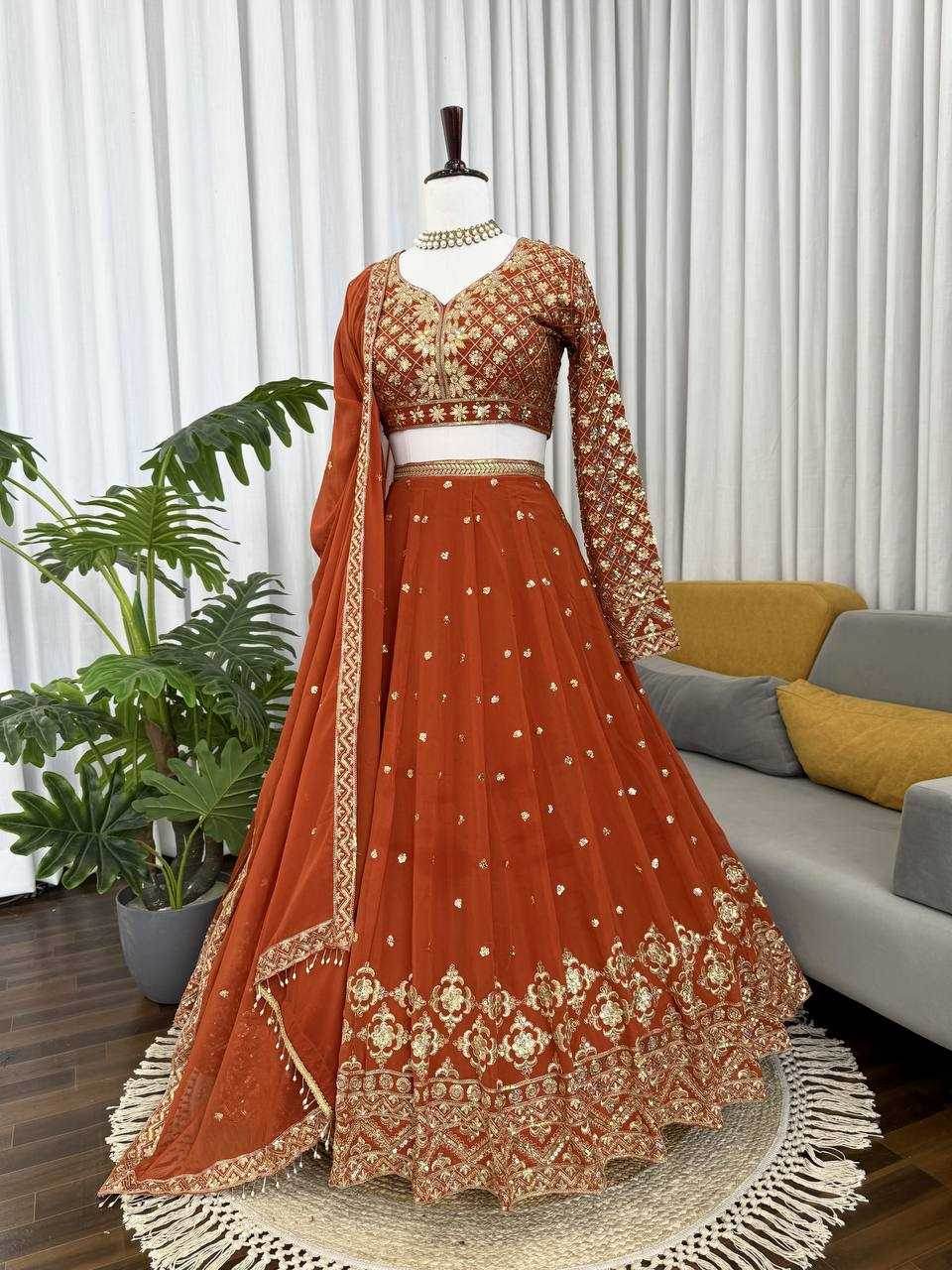 Faux Georgette Embroidered Lehenga Navratri Chaniya Choli - MYLUXURY LANE ENTERPRISE